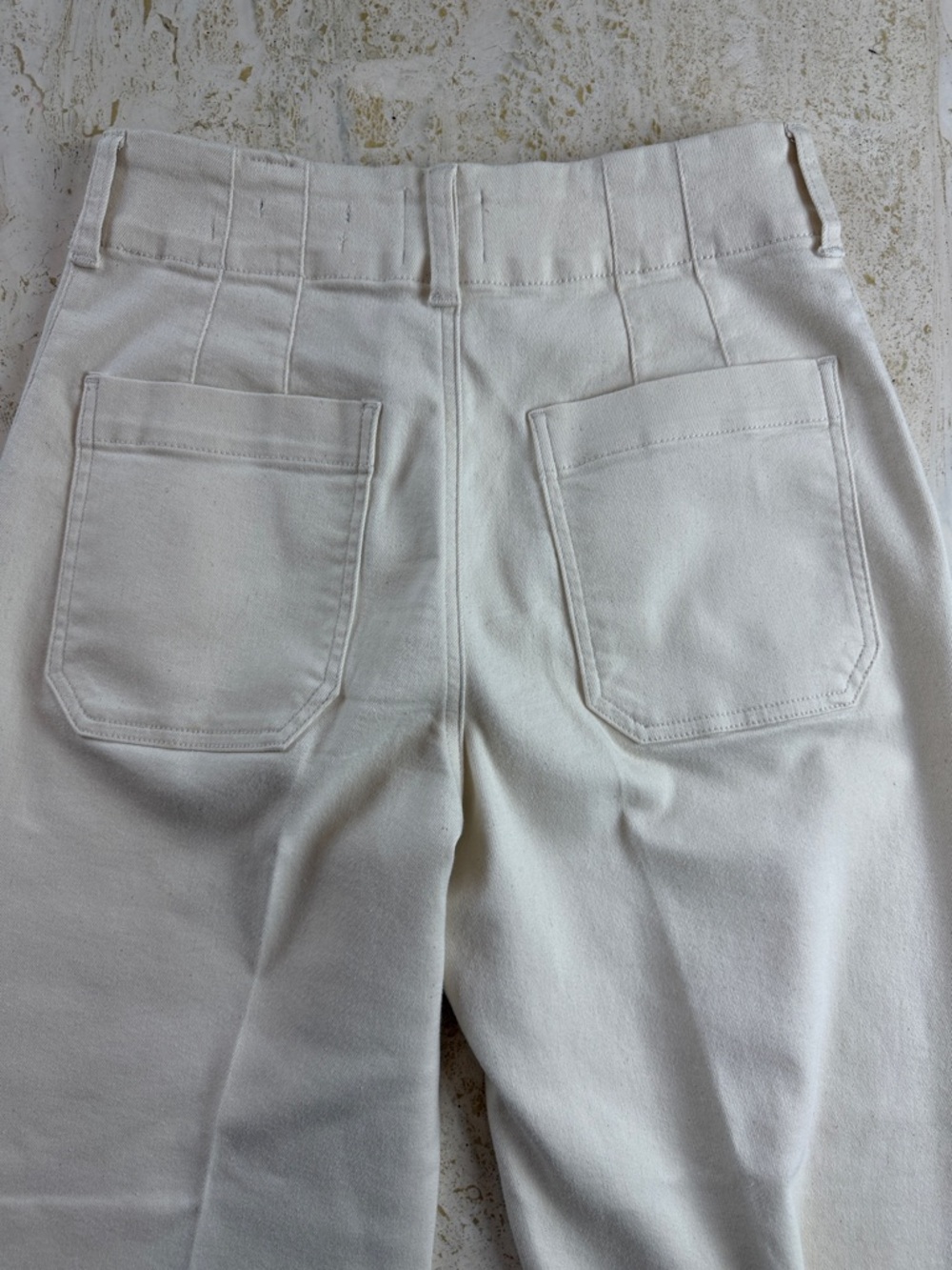 Maeve Anthropologie Colette Denim Cropped Wide Leg Jeans Daisy Hem Cream 27P - Picture 12 of 13